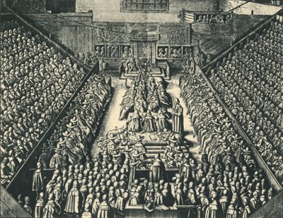 "O Julgamento do Conde de Strafford em Westminster Hall, 1641", 1947. de Wenceslaus Hollar