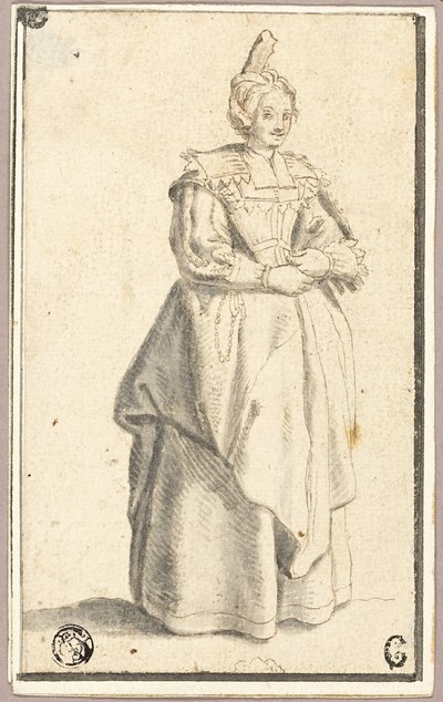 A senhora com o pequeno boné em relevo, após uma estampa de La Noblesse de Wenceslaus Hollar