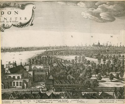A perspectiva de Londres e Westminster tirada de Lambeth de Wenceslaus Hollar