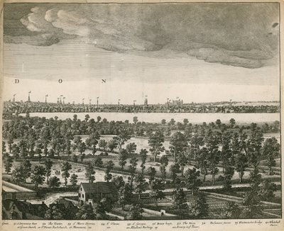 A perspectiva de Londres e Westminster tirada de Lambeth de Wenceslaus Hollar