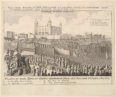 A verdadeira maneira [maneira] da execução de Thomas Earle de Strafford, 1641. de Wenceslaus Hollar