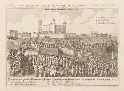 A verdadeira maneira da execução de Thomas Earle de Strafford, Lord Lieutenant of Ireland..., ca 1642 de Wenceslaus Hollar