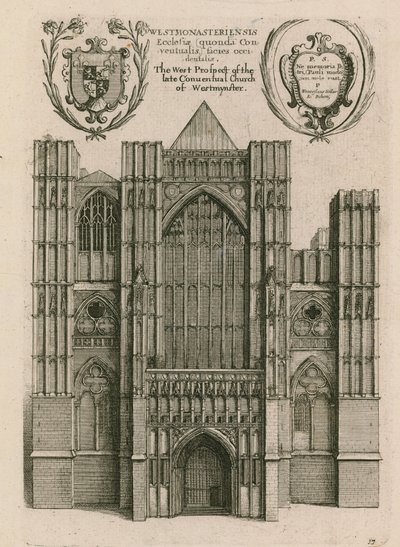 A perspectiva do oeste da Igreja Conventual de Westminster, Londres de Wenceslaus Hollar