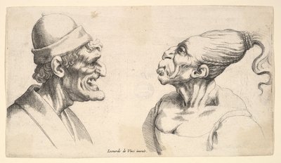 Duas cabeças deformadas, 1625-77. de Wenceslaus Hollar