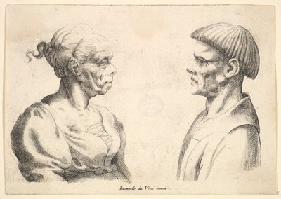 Duas cabeças, 1625-77. de Wenceslaus Hollar