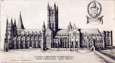 Vista da Catedral de Canterbury do sul, c.1638-66 de Wenceslaus Hollar