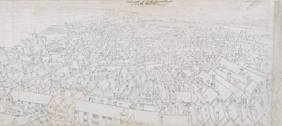 Vista da parte leste de Southwark Olhando em direção a Greenwich (caneta, tinta preta e marrom e lápis sobre papel) de Wenceslaus Hollar