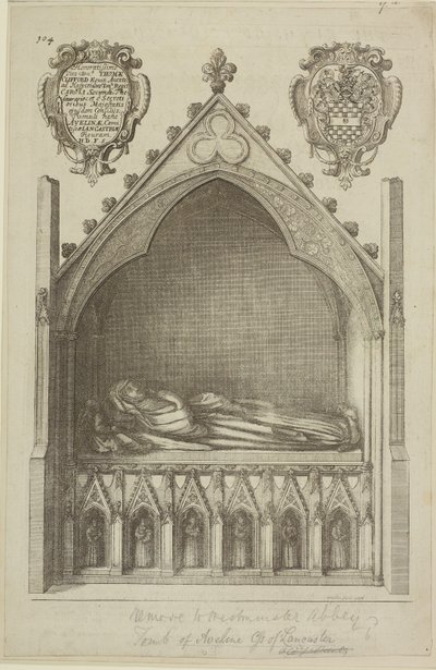 Vista, de, a, túmulo, de, avaline, condessa, de, Lancaster, (wife, de, Edmund, conde, de, Lancaster), em, abadia westminster, 1666 de Wenceslaus Hollar