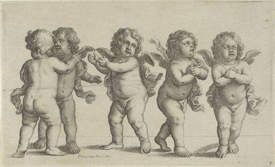 Cinco Querubins Peedopaegnion (título da série) de Wenceslaus Hollar