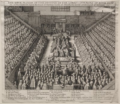 Westminster Hall, Interior, com O Julgamento do Conde de Strafford de Wenceslaus Hollar