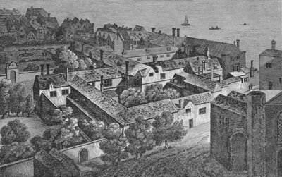 Winchester House, Southwark, cerca de 1649, da torre de São Salvador, c1812, 1912 de Wenceslaus Hollar