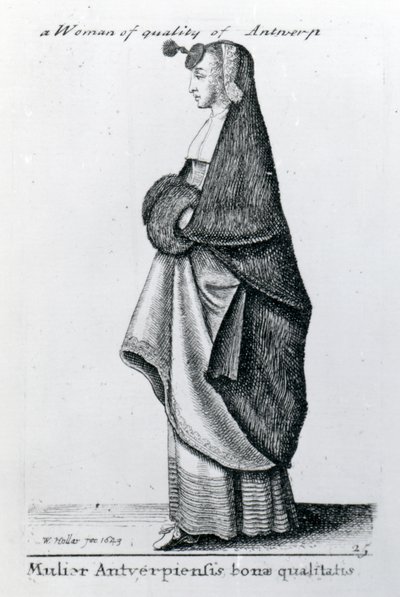 Mulher de Qualidade de Antuérpia, 1643 de Wenceslaus Hollar