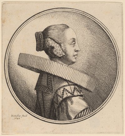 Mulher com um rufo no perfil de Wenceslaus Hollar