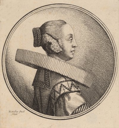 Mulher com um rufo de perfil, 1643. de Wenceslaus Hollar