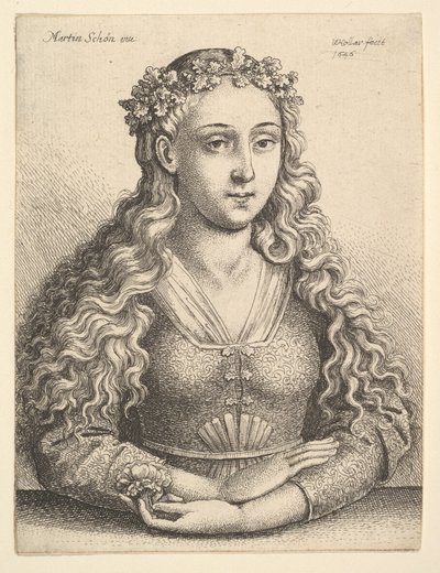 Mulher com uma coroa de folhas de carvalho, 1646. de Wenceslaus Hollar
