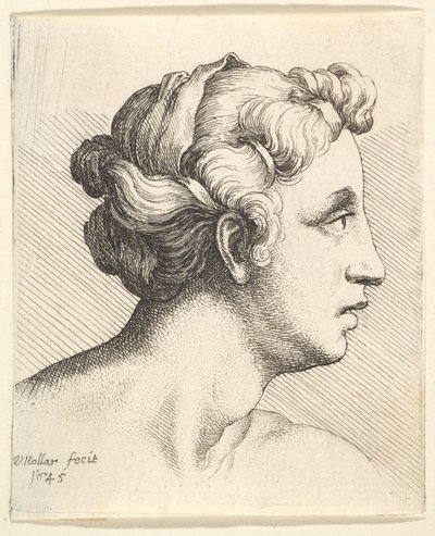 Mulher com uma mecha de cabelo no perfil para a direita, 1645. de Wenceslaus Hollar
