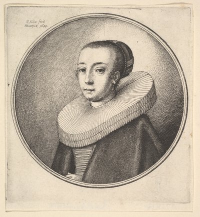 Mulher com rufos de rendas circulares, 1644. de Wenceslaus Hollar