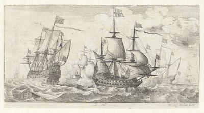 batalha Naval Seascapes (título da série) de Wenceslaus Hollar