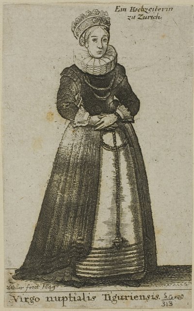 Mulher de Zurique em vestido de noiva de Wenceslaus Hollar