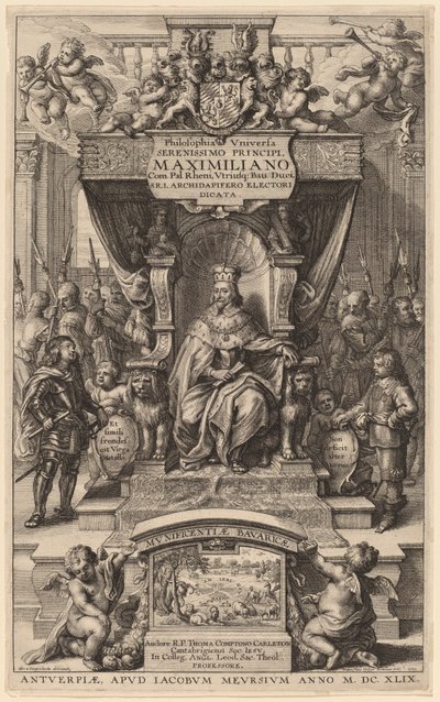 Página de rosto para "Filosofia da Universidade" de Wenceslaus Hollar after Abraham van Diepenbeeck