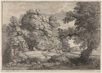 A ponte sobre a cachoeira de Wenceslaus Hollar after Jacques d