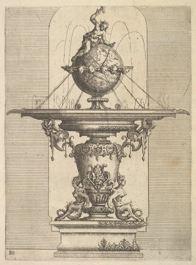 Projeto para uma fonte, placa 80 da Architettura de Dietterlin, 1598. de Wendel Dietterlin the Elder