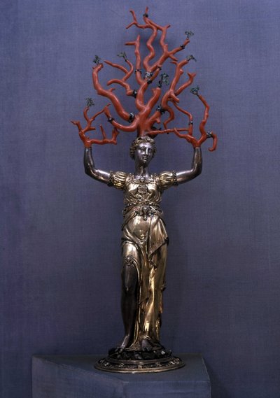 Daphne transformado em loureiro, prata dourada e coral, maneirismo, Wentzel Jamnitzer de Wenzel I Jamnitzer