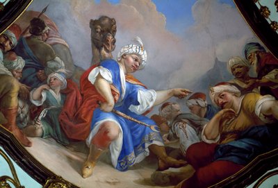 Fresco, salão principal do castelo de Ploskovice, Boémia. República Checa. de Wenzel Lorenz Reiner
