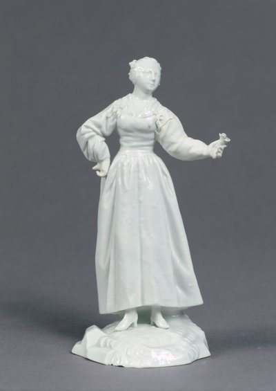 Signoria Lucia, do grupo &39;Commedia dell&39;Arte&39;, produzido pela Fuerstbischoefliche Fayencemanufaktur Fulda, c.1770 (porcelana) de Wenzel Neu