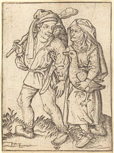 Agricultor e esposa com ganso de Wenzel von Olmutz after Master of the Housebook