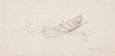 Um barco a remos rebocado por um tronco em Maih de Werner Holmberg