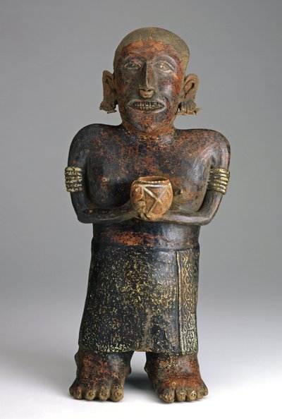 Figura Fêmea em pé, c.200 B.C.E.-300 C.E. (cerâmica com tinta deslizante vermelha, branca e preta) de West Mexican