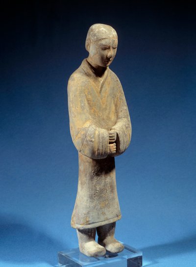 Arte chinesa: Senhora a fazer oferendas; terracota funerária do período Han (antiguidade). Paris, Musee Cernuschi de Western Han Dynasty Chinese School