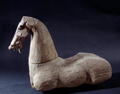 Arte chinesa: Cavalo de Madeira. Escultura do período Han anterior. Paris, Musee Cernuschi de Western Han Dynasty Chinese School