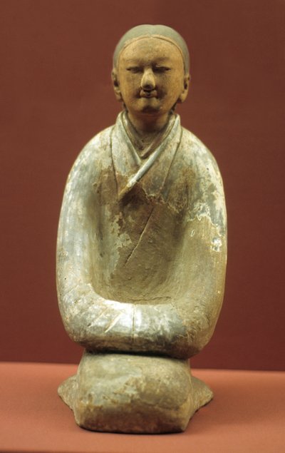Mulher sentada de calcanhares, 206 BC-8 AD de Western Han Dynasty Chinese School