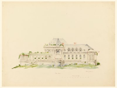 Elevação para Polo Grounds, Clubhouse, Newport, Rhode Island e Golf Club de Whitney Warren Jr.