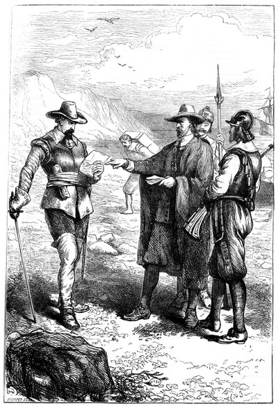 Samuel Gortons pousando na América, c1636 c1880. de Whymper