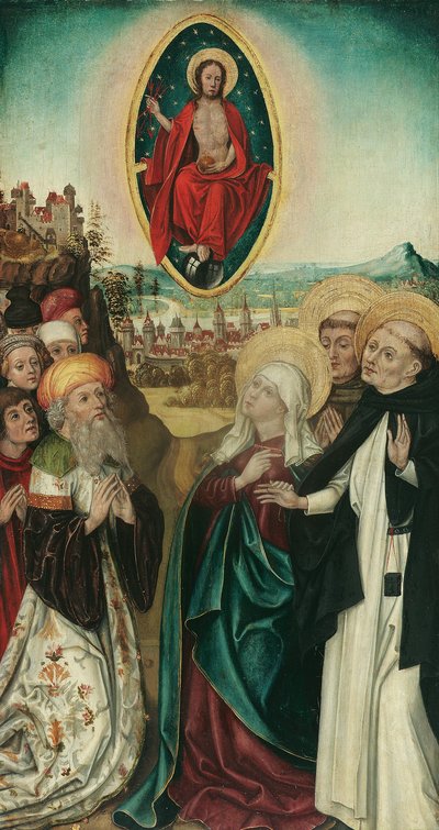 A visão de São Domingos de Cristo com as três lanças de Wiener Maler (Umkreis Meister des Schottenaltars)