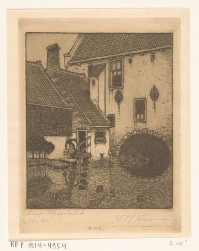 Fachada traseira da Câmara Municipal em Oud-Beijerland Canal na Velha Baviera (título original) de Wijnand Otto Jan Nieuwenkamp (signed by artist)