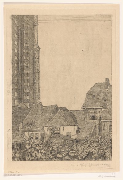 Casas perto da Torre de Nossa Senhora em Amersfoort
Ao pé da torre (título original) de Wijnand Otto Jan Nieuwenkamp (signed by artist)