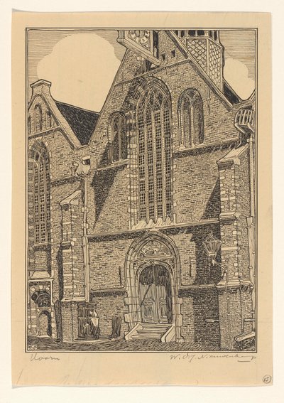 Fachada ocidental da igreja Noorderkerk em Hoorn de Wijnand Otto Jan Nieuwenkamp (signed by artist)