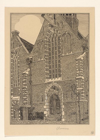 Fachada ocidental do Noorderkerk em Hoorn de Wijnand Otto Jan Nieuwenkamp (signed by artist)