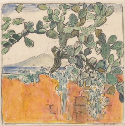 Vista com cacto no Monte Vesúvio de Sorrento de Wijnand Otto Jan Nieuwenkamp