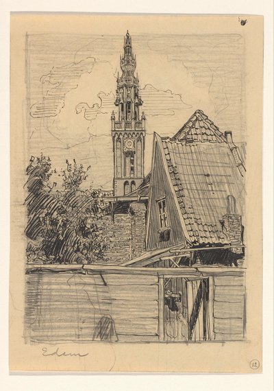 Vista do campanário da Igreja de Nossa Senhora em Edam de Wijnand Otto Jan Nieuwenkamp