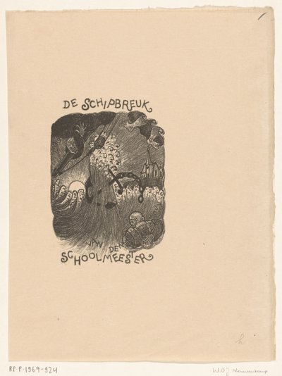 Design de uma página de título para: The Schoolmaster, The Shipwreck de Wijnand Otto Jan Nieuwenkamp