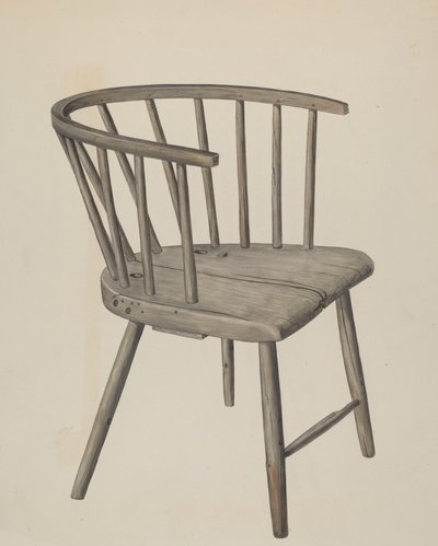 Cadeira de braços feita à mão, c. 1937. de Wilbur M Rice