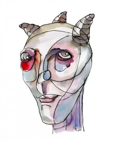 Retrato abstrato com chifres de Wildemar Doomgriever