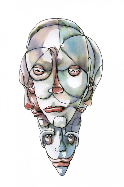 Vários rostos abstratos de Wildemar Doomgriever