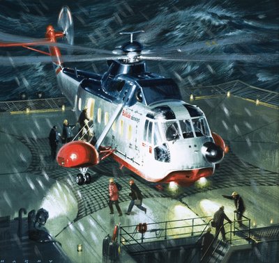 Danger Men of the Oil Fields. um helicóptero S-61N da British Airways de Wilf (20th century) Hardy