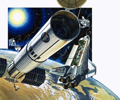 Cena não identificada de um vaivém espacial de Wilf (20th century) Hardy